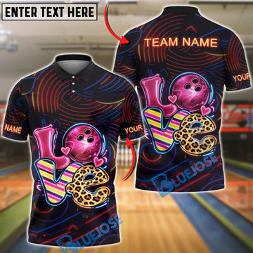 BlueJose Bowling Love Bowling Ball Leopard Pattern Personalized Name, Team Name 3D Shirt