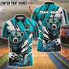 BlueJose Bowling And Pins Fierce Bear Gear Customized Name, Team Name 3D Shirt (4 Colors)