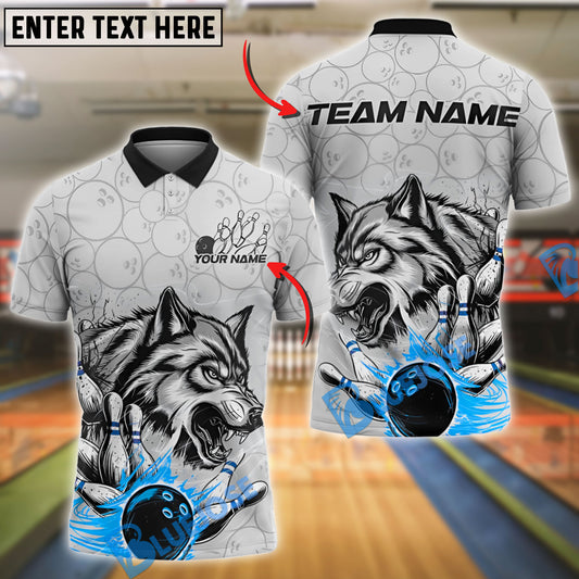 BlueJose Bowling And Pins Wolf Strike Customized Name, Team Name 3D Shirt (4 Colors)