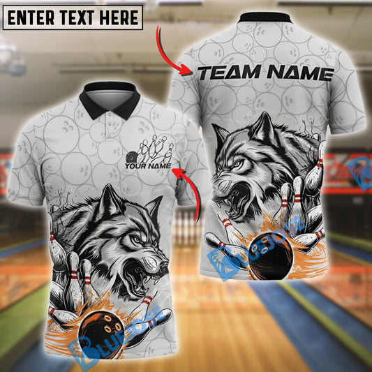 BlueJose Bowling And Pins Wolf Strike Customized Name, Team Name 3D Shirt (4 Colors)