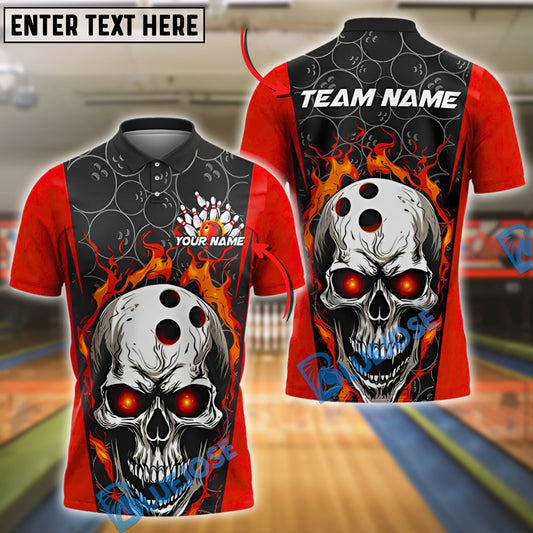 BlueJose Bowling And Pins Flaming Phantom Customized Name, Team Name 3D Shirt (4 Colors)