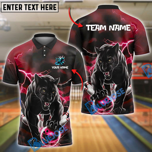 BlueJose Bowling And Pins Fierce Panther Customized Name, Team Name 3D Shirt (4 Colors)