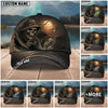 BlueJose Fishing Skull Angler Moonlight Personalized Name Classic 3D Cap (13 Breeds)