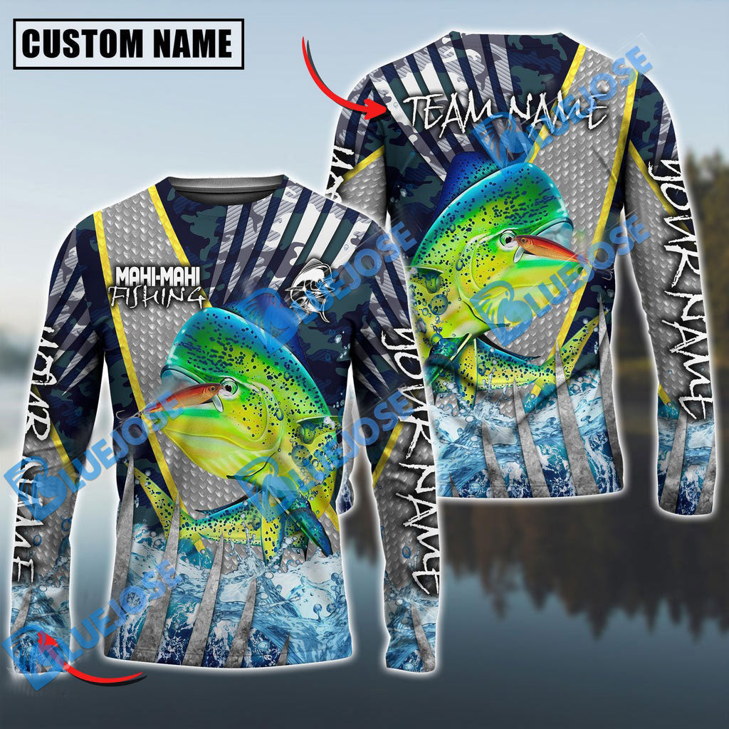 Bluejose Mahi-Mahi Fishing Cod Water Custom Name &amp; Team Name 3D Shirts