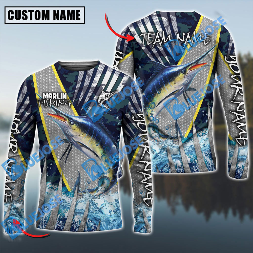 Bluejose Marlin Fishing Cod Water Custom Name &amp; Team Name 3D Shirts