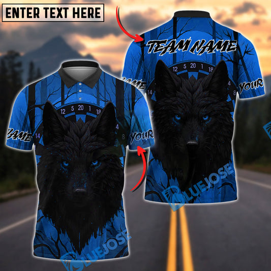 BlueJose Darts Wolf Dark Jungle Personalized Name, Team Name Shirt (4 Colors)