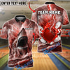 BlueJose Bowling And Pins Shark and Lightning Customized Name, Team Name 3D Shirt (4 Colors)