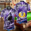 BlueJose Billiards 9 Ball Shark and Lightning Personalized Name, Team Name Unisex Shirt (4 Colors)