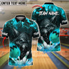 BlueJose Bowling Wolf Strike Flame Customized Name, Team Name 3D Shirt (4 Colors)