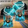 BlueJose Bowling & Pins King Crown Fire Lightning Customized Name, Team Name 3D Shirt (4 Colors)