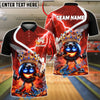 BlueJose Bowling & Pins King Crown Fire Lightning Customized Name, Team Name 3D Shirt (4 Colors)