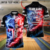BlueJose Bowling We The People USA Fire Smoke Punisher Skull Design Personalized Name, Team Name 3D Shirt