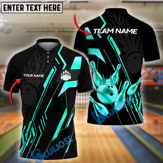 BlueJose Bowling And Pins Golden King Customized Name, Team Name 3D Shirt (4 Colors)