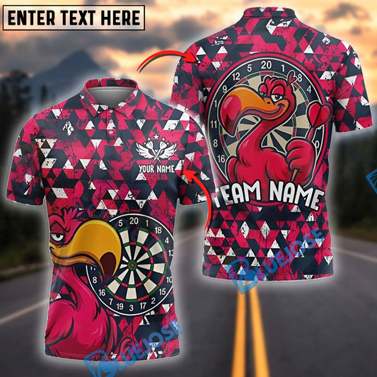 BlueJose Darts Flamingo Dartboard Personalized Name, Team Name Shirt