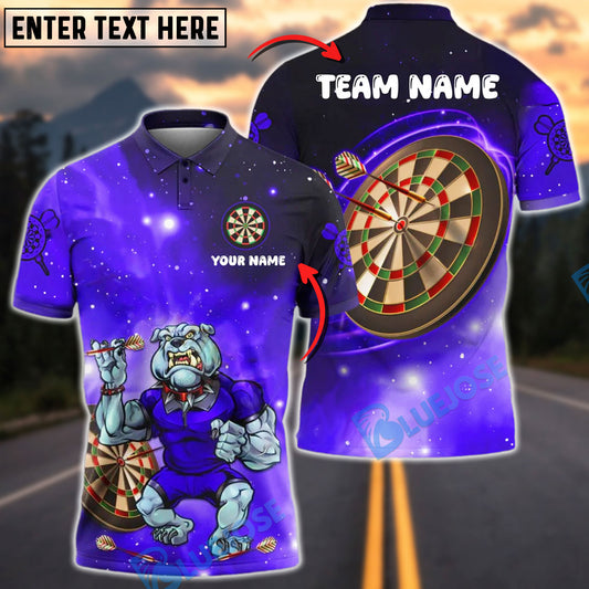 BlueJose Darts Cosmic Bulldog Customized Name, Team Name 3D Shirt (4 Colors)