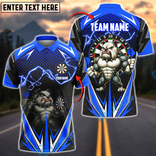 BlueJose Darts Power Bulldog Customized Name, Team Name 3D Shirt (4 Colors)
