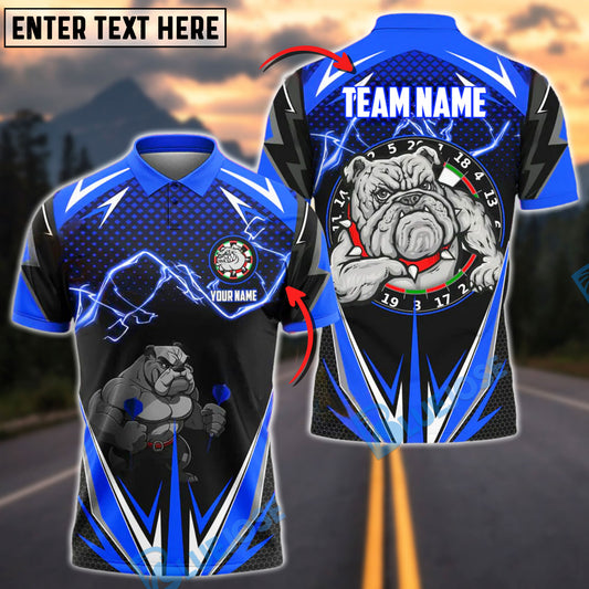 BlueJose Darts Power Lightning Bulldog Customized Name, Team Name 3D Shirt (4 Colors)