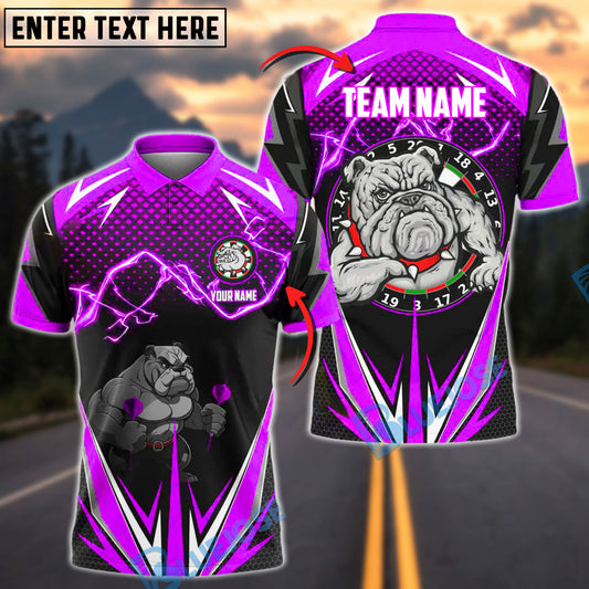 BlueJose Darts Power Lightning Bulldog Customized Name, Team Name 3D Shirt (4 Colors)