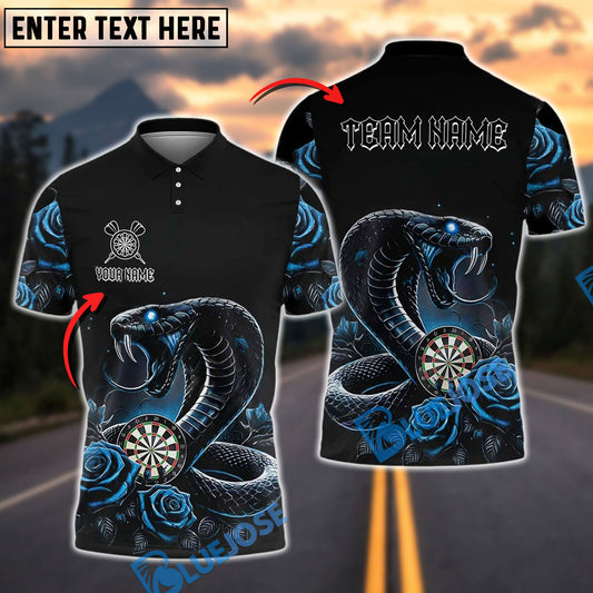 BlueJose Darts Rose And Dartboard Cobra Snake Customized Name, Team Name 3D Shirt (4 Colors)