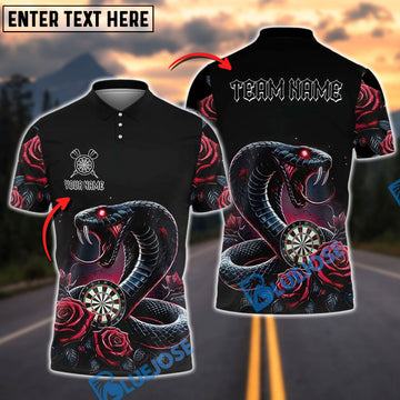 BlueJose Darts Rose And Dartboard Cobra Snake Customized Name, Team Name 3D Shirt (4 Colors)