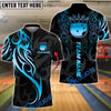 BlueJose Bowling And Pins Sport Crown Ball Flame Customized Name, Team Name 3D Shirt (4 Colors)