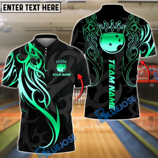 BlueJose Bowling And Pins Sport Crown Ball Flame Customized Name, Team Name 3D Shirt (4 Colors)