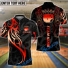 BlueJose Bowling And Pins Sport Crown Ball Flame Customized Name, Team Name 3D Shirt (4 Colors)