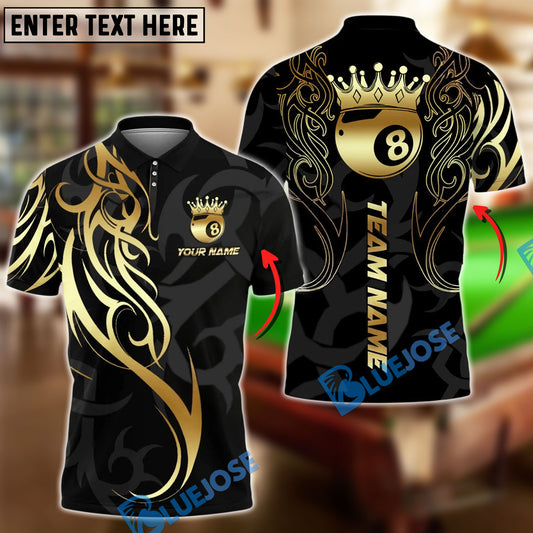 BlueJose Billiards 8 Ball Sport Crown Tribal Personalized Name, Team Name Unisex Shirt (4 Colors)