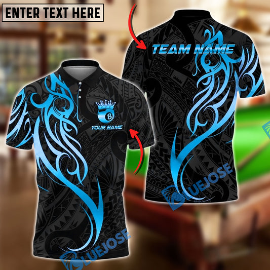 BlueJose Billiards 8 Ball Golden Tribal Crown Personalized Name, Team Name Unisex Shirt (4 Colors)