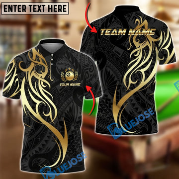 BlueJose Billiards 9 Ball Golden Tribal Crown Personalized Name, Team Name Unisex Shirt (4 Colors)