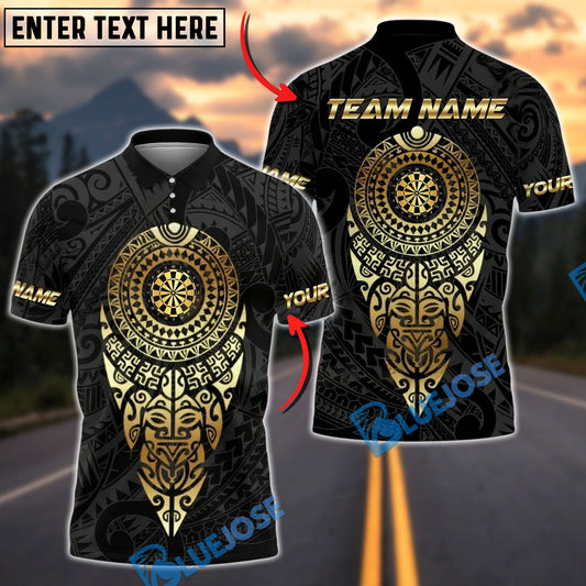 BlueJose Darts Sport Aztec Gold Target Mandala Personalized Name, Team Name Unisex Shirt (4 Colors)