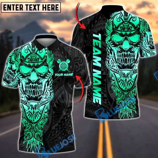 BlueJose Darts Sport Skull Warrior Tribal Personalized Name, Team Name Unisex Shirt (4 Colors)