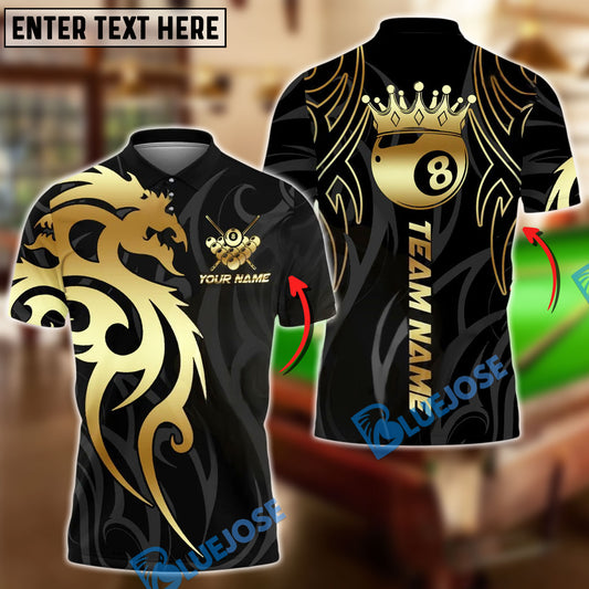 BlueJose Billiards 8 Ball Sport Dragon Crown Tribal Personalized Name, Team Name Unisex Shirt (4 Colors)
