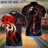 BlueJose Bowling And Pins Sport Dragon Tribal Crown Customized Name, Team Name 3D Shirt (4 Colors)