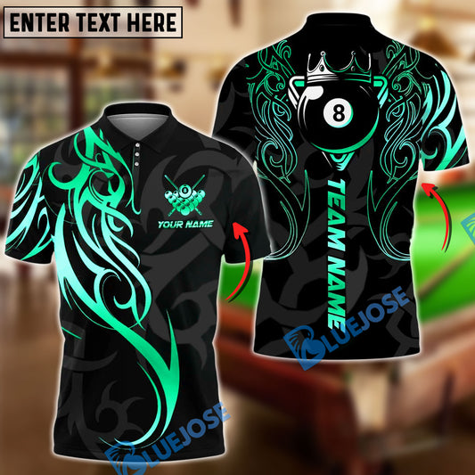 BlueJose Billiards 8 Ball Sport Tribal Crown Cue Personalized Name, Team Name Unisex Shirt (4 Colors)