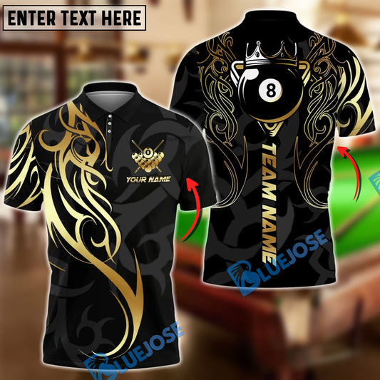 BlueJose Billiards 8 Ball Sport Tribal Crown Cue Personalized Name, Team Name Unisex Shirt (4 Colors)