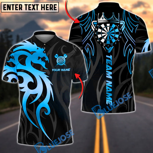 BlueJose Darts Sport Dragon Tribal Crown Personalized Name, Team Name Unisex Shirt (4 Colors)