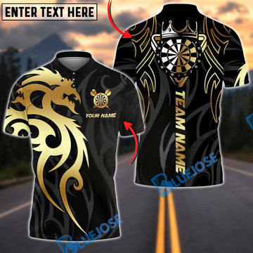 BlueJose Darts Sport Dragon Tribal Crown Personalized Name, Team Name Unisex Shirt (4 Colors)