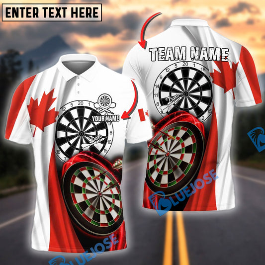 BlueJose Darts Canadian Flag Dartboard Style Personalized Name, Team Name Shirt