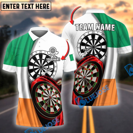 BlueJose Darts Irish Flag Dartboard Style Personalized Name, Team Name Shirt