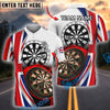 BlueJose Darts United Kingdom UK Flag Dartboard Style Personalized Name, Team Name Shirt