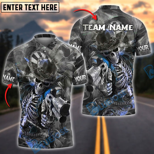 BlueJose Darts Skeleton Gunslinger Customized Name, Team Name 3D Shirt (4 Colors)