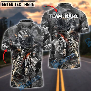 BlueJose Darts Skeleton Gunslinger Customized Name, Team Name 3D Shirt (4 Colors)