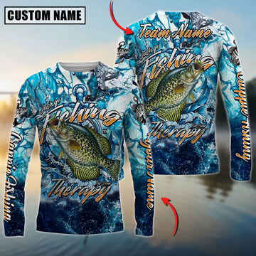 Bluejose Crappie Fishing Therapy Custom Name & Team Name 3D Shirts