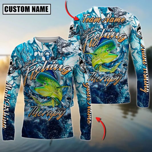 Bluejose Mahi-Mahi Fishing Therapy Custom Name & Team Name 3D Shirts