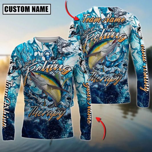 Bluejose Tuna Fishing Therapy Custom Name & Team Name 3D Shirts
