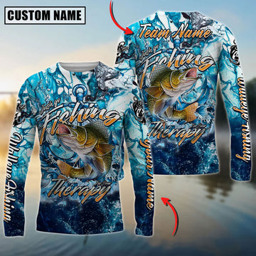 Bluejose Walleye Fishing Therapy Custom Name & Team Name 3D Shirts