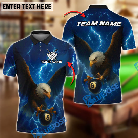 BlueJose Billiards Eagle Power 8-Ball Pool Personalized Name Shirt (4 Colors)