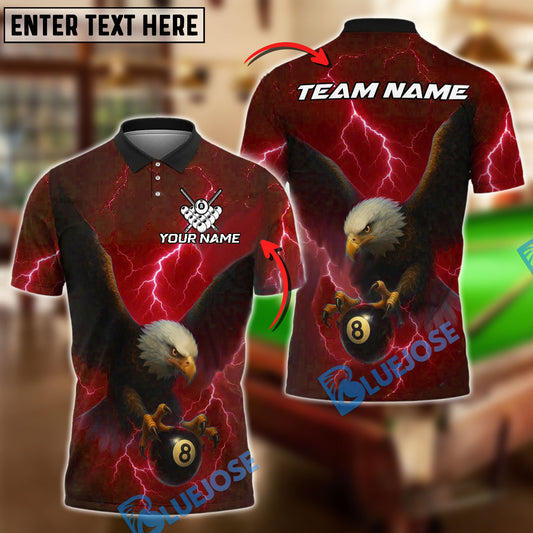 BlueJose Billiards Eagle Power 8-Ball Pool Personalized Name Shirt (4 Colors)