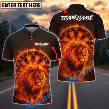 BlueJose Darts Flaming Lion Customized Name, Team Name 3D Shirt (4 Colors)